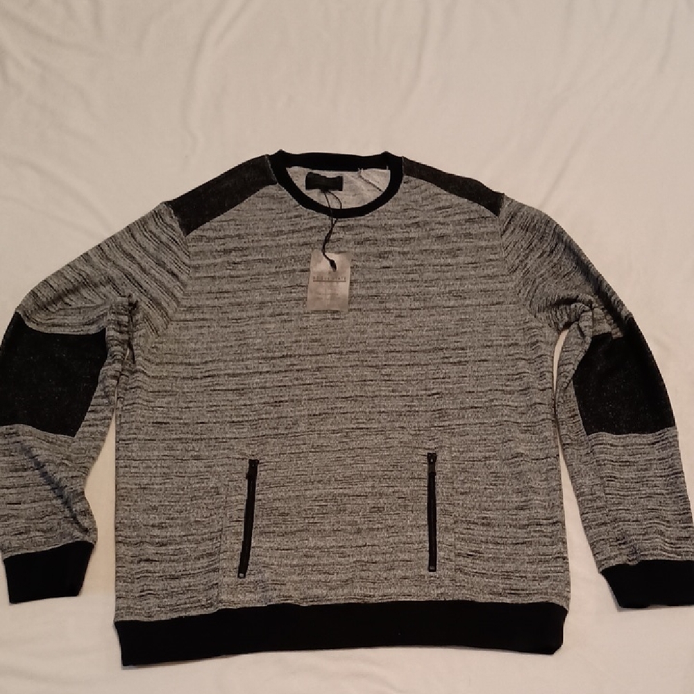 Rogue State Men's Crew Neck Sweater Double Zip Pockets Size XXL Heather Grey